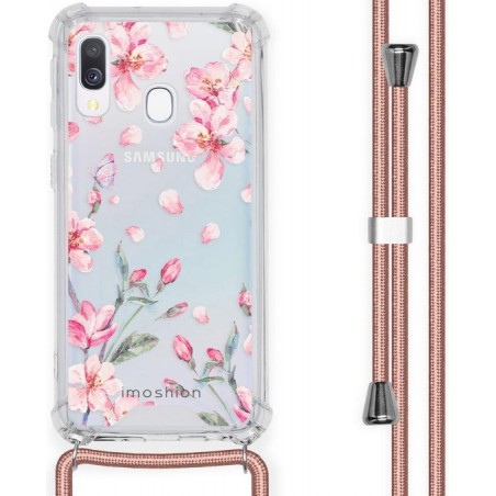 iMoshion Design hoesje met koord voor de Samsung Galaxy A40 - Bloem - Roze