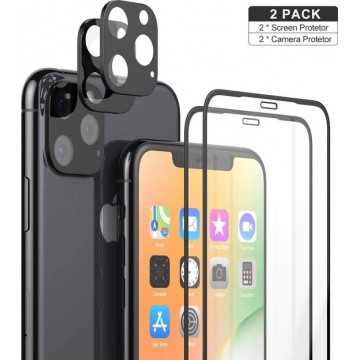 iPhone 11 Pro Max - 2 Pack Camera Lens Protector + 2 Pack Tempered Glass Full 3D Glass Screen Protector