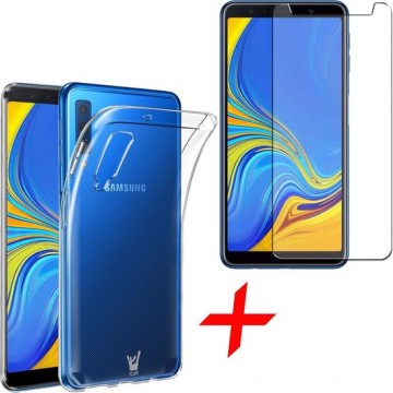 Samsung A7 Hoesje - Siliconen Case - Transparant + Samsung A7 Screenprotector - Samsung A7 Screen protector