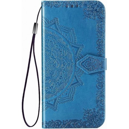 Bloem mandala blauw agenda book case hoesje Xiaomi Poco X3 NFC