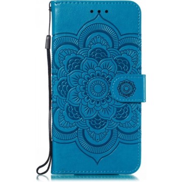 Samsung Galaxy A20e Hoesje - Bloemen Book Case - Blauw