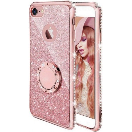 Apple iPhone 6 / 6s Magnetische Back cover - Roze - Glitter - Soft TPU