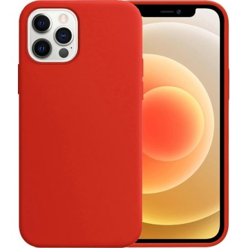 iPhone 12 Pro Max Case Hoesje Siliconen Hoes Back Cover - Rood