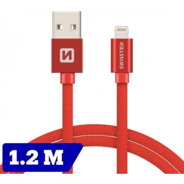 Swissten Lightning naar USB kabel voor iPhone/iPad - 1.2M - Rood