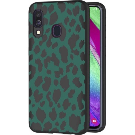 iMoshion Design voor de Samsung Galaxy A40 hoesje - Luipaard - Groen / Zwart