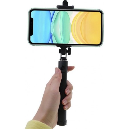 Shop4 - iPhone 11 Selfie Stick Bluetooth Zwart