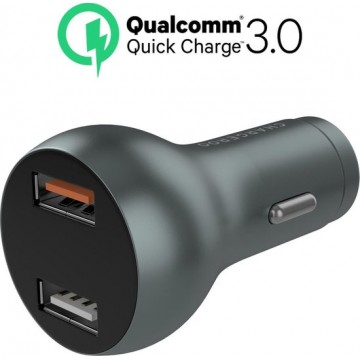 Chargeroo Dubbele Auto Oplader 2x USB - Qualcomm Quick Charge 3.0 – Aluminium 12V Autolader