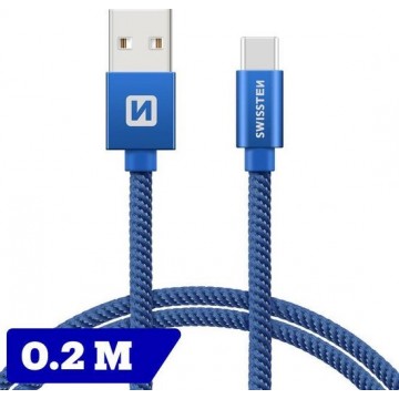 Swissten USB-C naar USB-A Kabel - 0.2M - Blauw