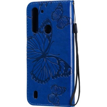 Mobigear Vlinder Bookcase Hoesje Blauw Motorola Moto G8 Power Lite