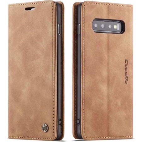 CaseMe - Samsung Galaxy S10 hoesje - Wallet Book Case - Magneetsluiting - Licht Bruin