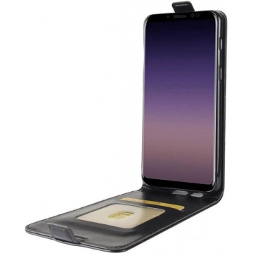 Samsung Galaxy A8 (2018) Verticaal Flip Hoesje Zwart