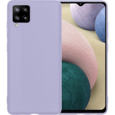 Samsung Galaxy A12 Hoesje Siliconen Case Cover - Samsung A12 Hoesje Cover Hoes Siliconen - Lila