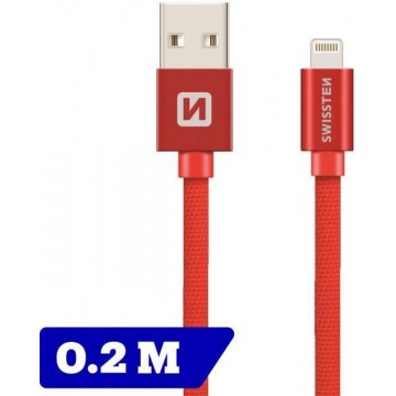 Swissten Lightning naar USB kabel voor iPhone/iPad - 0.2M - Rood