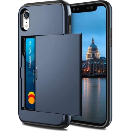 Apple iPhone XR Backcover | Donkerblauw | Pasjeshouder | TPU - Hard PC