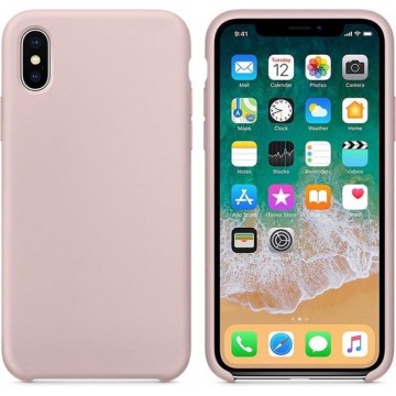 Luxe siliconen hoesje - zand roze - voor Apple iPhone XR - suède binnenkant