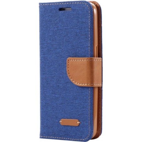 Luxe Samsung Galaxy S8 Wallet Book Case Denim Blauw Cover - Spijkerstof Hoes