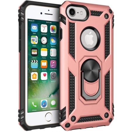 Apple iPhone 7 & 8 Hoesje - Anti-Shock Hybrid Armor met Kickstand Ring - Roségoud