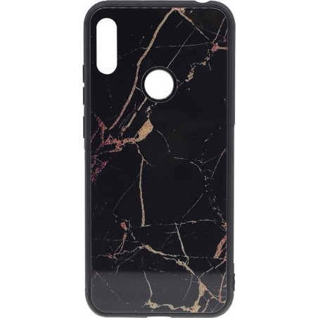 Shop4 - Huawei Y6 2019 Hoesje - Harde Back Case Marmer Zwart