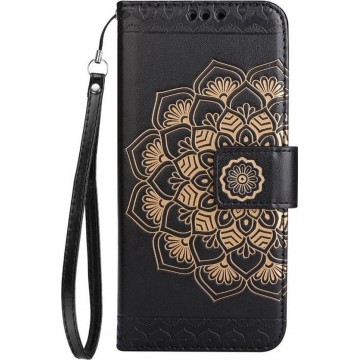Shop4 - Samsung Galaxy A5 (2017) Hoesje - Wallet Case Vintage Mandala Zwart