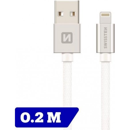 Swissten Lightning naar USB kabel voor iPhone/iPad - 0.2M - Zilver