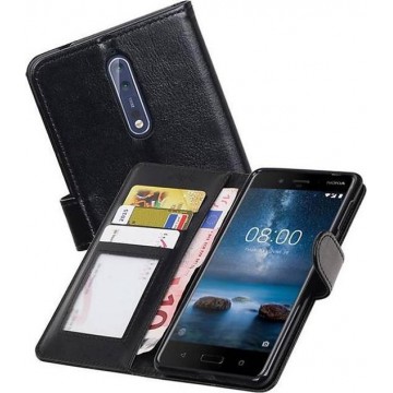 Nokia 8 Portemonnee Hoesje Booktype Wallet Case Zwart