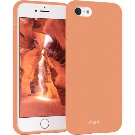 IYUPP iPhone 7 / 8 / SE 2020 Siliconen Hoesje Oranje x Zalmroze