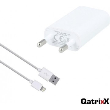 USB lader reislader slimline + 3 meter data kabel Wit voor Apple iPhone lightning