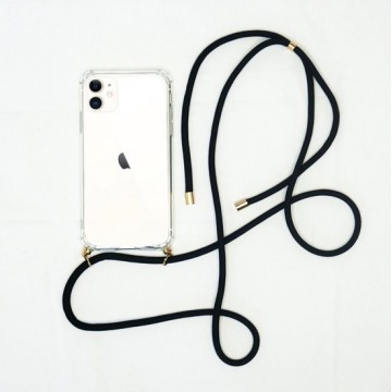 iPhone 11 hoesje met zwart koord - transparant - pro shock
