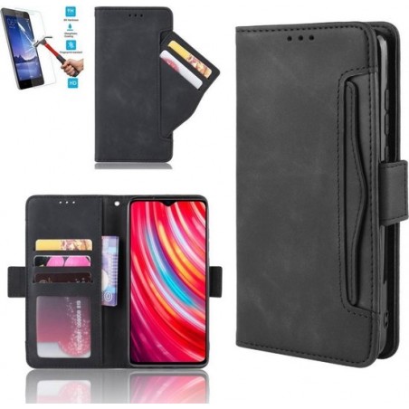 Nokia 5.3 Book Case Zwart Cover Case Hoesje Lederen Pu - 1 x Tempered Glass Screenprotector