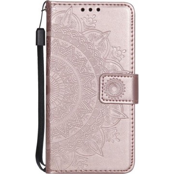 Shop4 - Huawei P Smart (2018) Hoesje - Wallet Case Mandala Patroon Rosé Goud