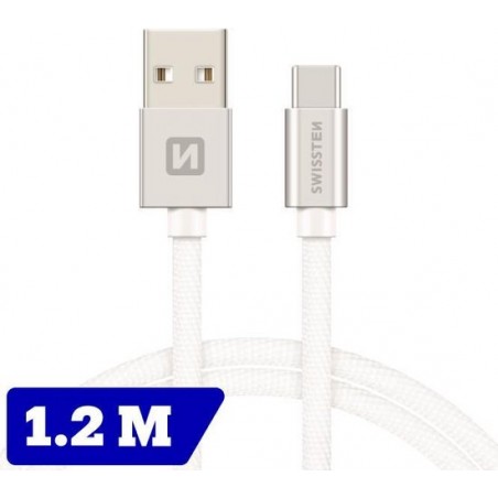 Swissten USB-C naar USB-A Kabel - 1.2M - Zilver