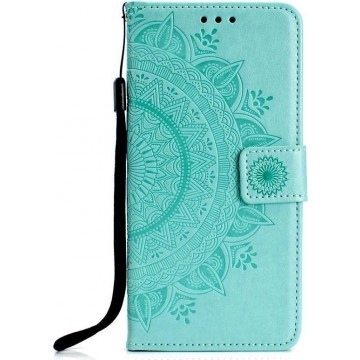 Shop4 - Huawei P30 Lite Hoesje - Wallet Case Mandala Patroon Mint Groen