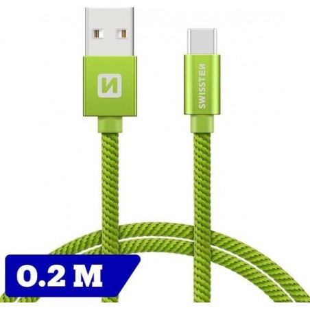 Swissten USB-C naar USB-A Kabel - 0.2M - Groen
