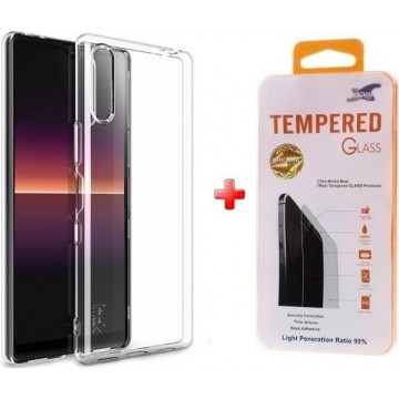 Silicone gel ultra dun hoesje Sony Xperia L4 met glas screenprotector
