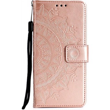 Shop4 - Samsung Galaxy A50 Hoesje - Wallet Case Mandala Patroon Rosé Goud