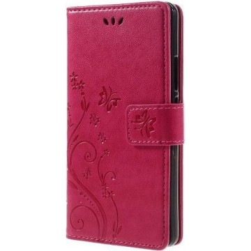 Book Case Hoesje Bloemen Huawei P9 Lite - Roze