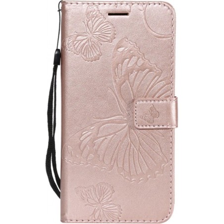 Bookcase voor Apple iPhone 7 Plus - iPhone 8 Plus - Roze - Vlinders - Bloemen - Portemonnee Hoesje