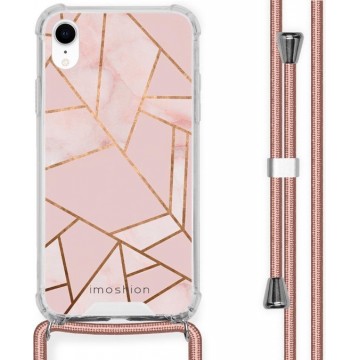 iMoshion Design hoesje met koord voor de iPhone Xr - Grafisch Koper - Roze / Goud