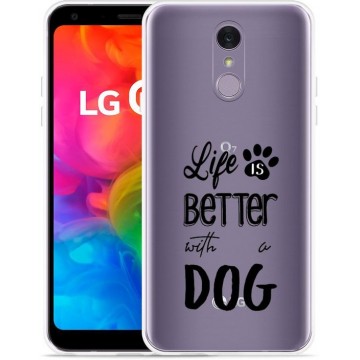 LG Q7 Hoesje Life Is Better With a Dog - zwart