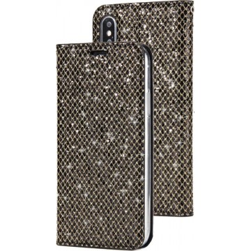 Apple iPhone XR Bookcase - Goud - Glitter Portemonnee Hoesje - Magnetisch