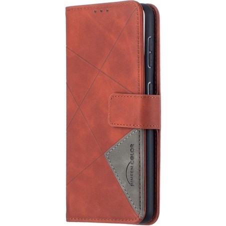 Samsung Galaxy S21 Hoesje Wallet Book Case Geometrisch Design Oranje