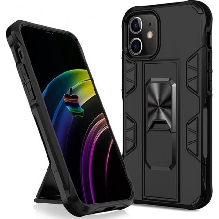 Mobigear Shockproof Magnetic Stand Case Hoesje Zwart Apple iPhone 12 / 12 Pro