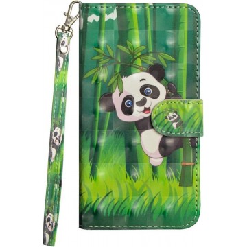 Panda in woud agenda wallet case hoesje Motorola Moto E6 Play