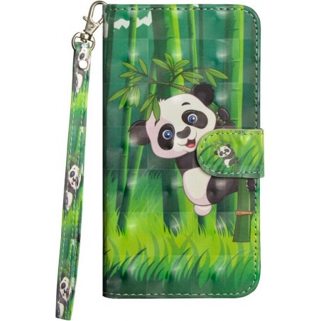 Panda in woud agenda wallet case hoesje Motorola Moto E6 Play