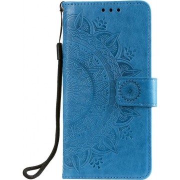 Bloem blauw agenda case hoesje Samsung Galaxy A41