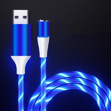 USB kabel - Micro USB - magnetisch - lichtgevend - blauw