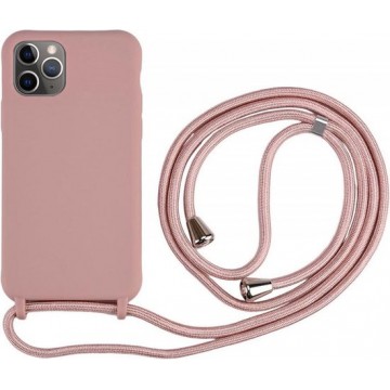 Apple iPhone 11 Pro Hoesje Back Cover Flexibel TPU met Koord Roze