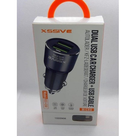 Xssive Auto usb-lader dubbel met iphone kabel