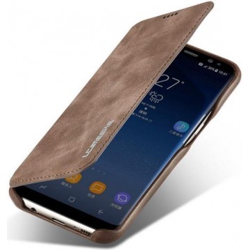 Samsung Galaxy S8 Retro Lederen Bookcase Hoesje met Kaarthouder Coffee