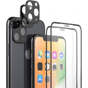 iPhone 11 - Camera Lens Protector 2 Pack + 2 Pack Screenprotector Full 3D Glass Screenprotector